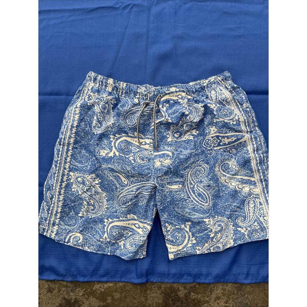 Peter Millar Swim Trunks Men’s XXL Blue Paisley Geometric Lined‎ Shorts H41